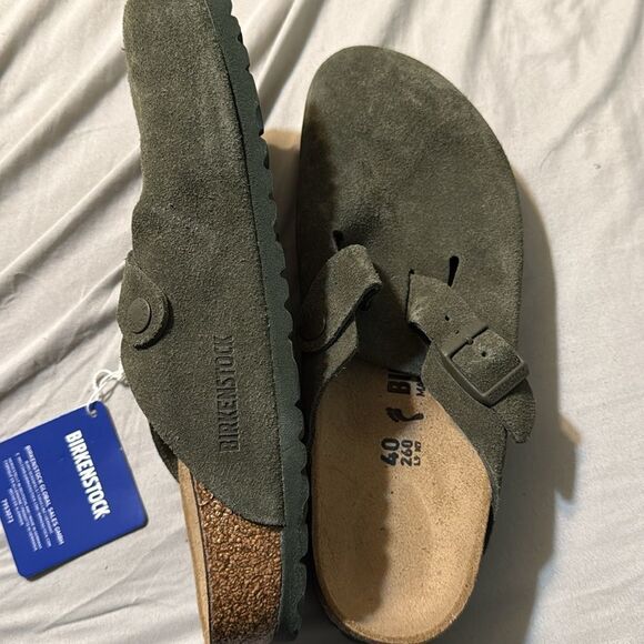 Birkenstock Boston Soft Footbed Suede Leather - Olive Green 9 - Picture 6 of 7
